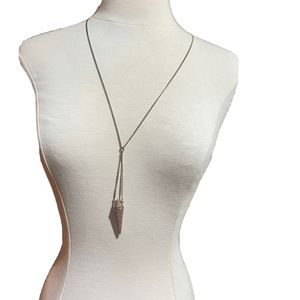 Pink pendant crystal necklace lariat with gold tone chain